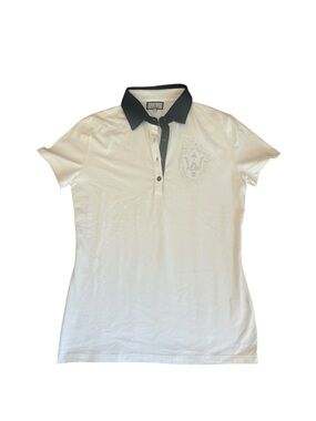 Maserati White Polo Shirt Rhinestone Logo Womens Size Large
